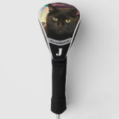 Best cat dad photo template custom black driver ゴルフヘッドカバー (正面)