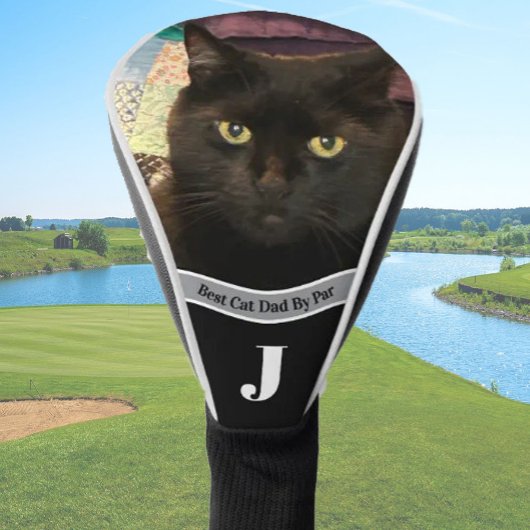Best cat dad photo template custom black driver ゴルフヘッドカバー
