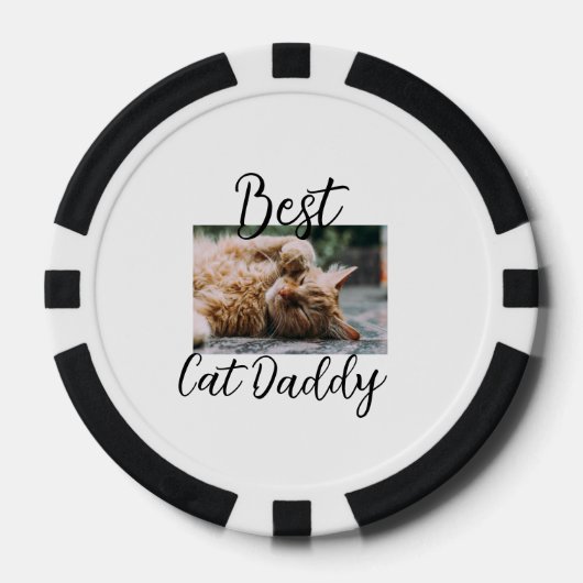 Best cat Daddy parents pet photo dad mom simple  ポーカーチップ (正面)