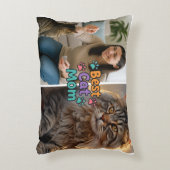 Best Cat Mom Custom Pillow with Two Photos アクセントクッション (正面(垂直))