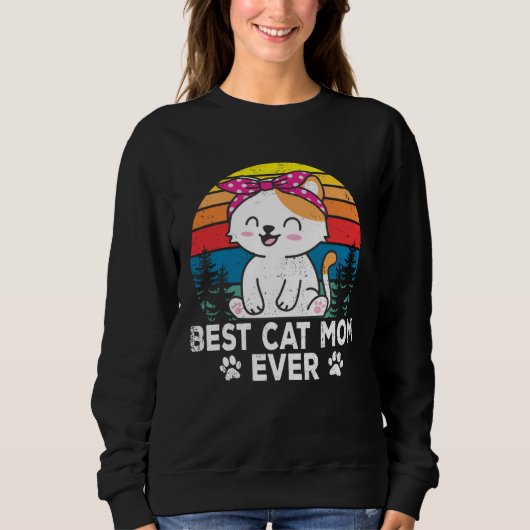 Best Cat  Mom Cute Cats Owner Pet Animals Graphic スウェットシャツ (正面)