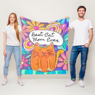 Best Cat Mom Ever Cat Lover Gift for Mom フリースブランケット