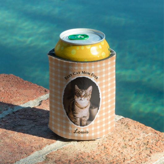 Best Cat Mom Ever Custom Funny Cute 2 Pet Photos 缶クーラー (インサイチュ プール)