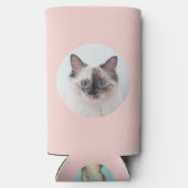Best Cat Mom Ever Custom Text & 2 Photos Pink スリム缶クーラー (裏面)