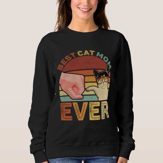 Best Cat Mom Ever Retro Cat Mom  Cat Mama MTD スウェットシャツ (正面)