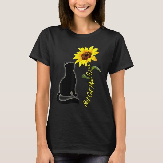 Best Cat Mom Ever Sunflower Mother s Day  for Cat Tシャツ (正面)