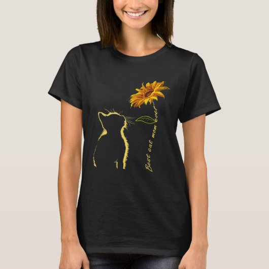 Best Cat Mom Ever Sunflower Mother s Day For Cat Tシャツ (正面)