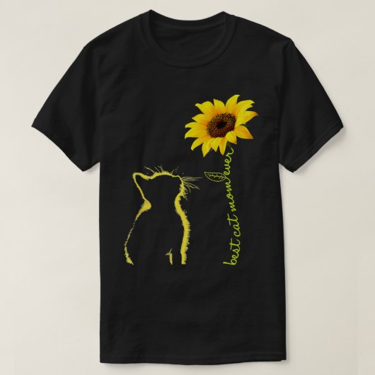 Best Cat Mom Ever Sunflower Mother's Day Gifts For Tシャツ (デザイン正面)