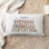 Best Cat Mom Patchwork Funny Personalized Pillow ランバークッション (ブランケット)