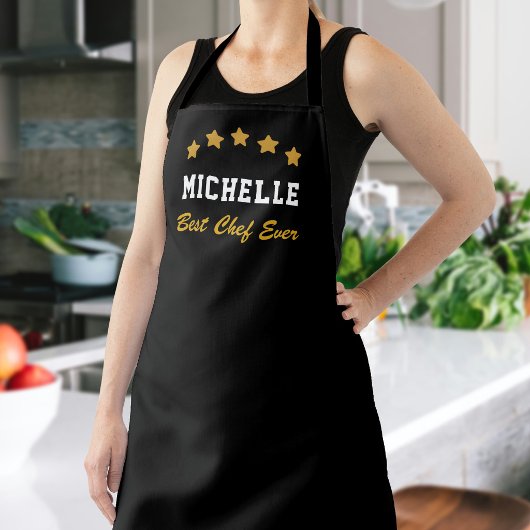 Best Chef Ever Custom Text Name Gold Stars エプロン