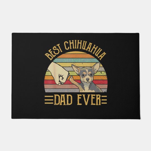 Best Chihuahua Dad Ever Retro Vintage Sunset ドアマット (正面)