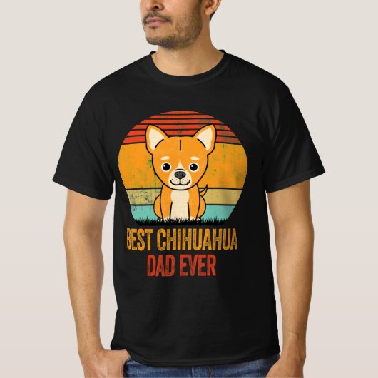 Best Chihuahua Dad Ever Vintage Distressed Tシャツ (正面)