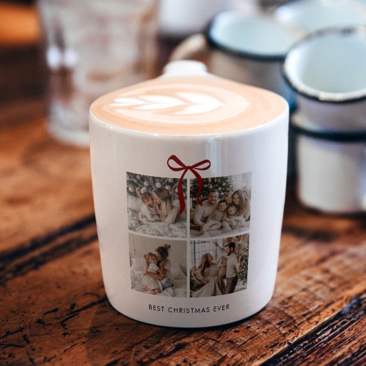 Best Christmas Ever | Family Photo Collage Red  エスプレッソカップ