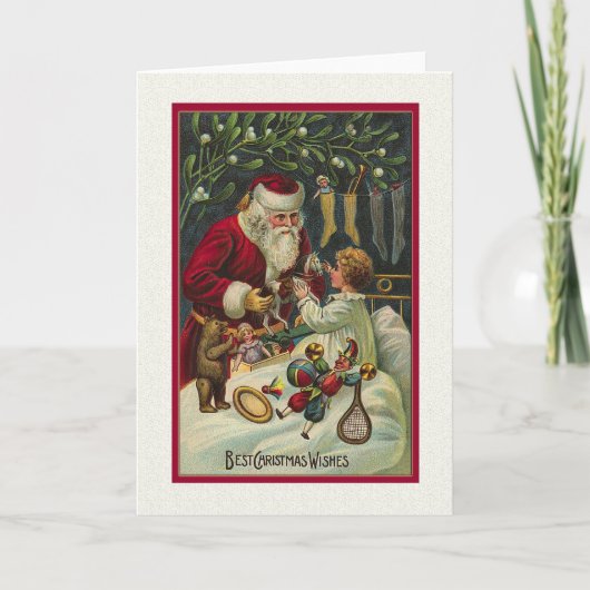 Best Christmas Wishes Victorian Santa with Child シーズンカード (正面)