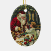 Best Christmas Wishes Victorian Santa with Child セラミックオーナメント (裏面)