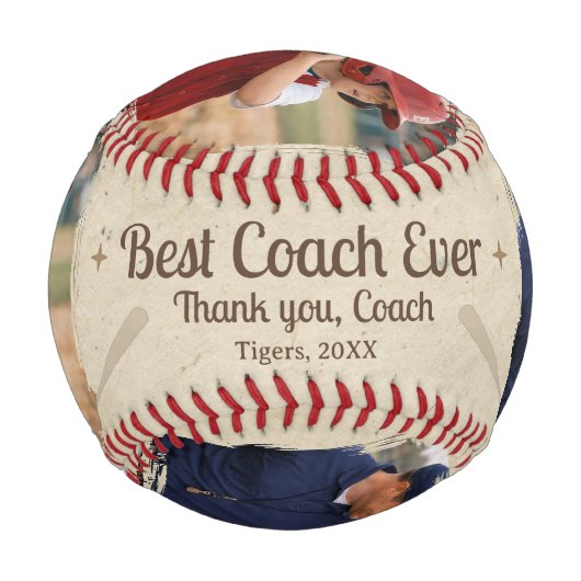 Best Coach Ever 2 Photo Coach Gift Keepsake 野球ボール (裏面)