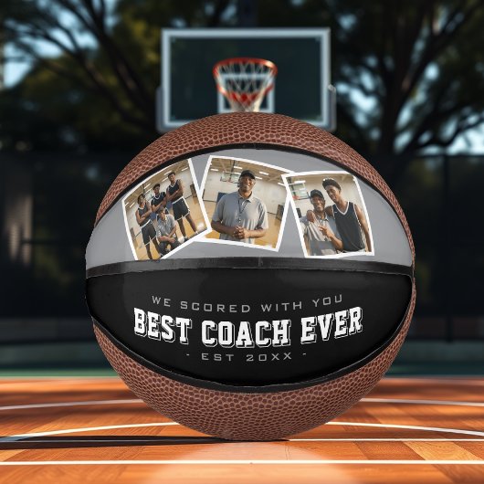 Best Coach Ever 3 Photo Collage Grey & Black ミニバスケットボール
