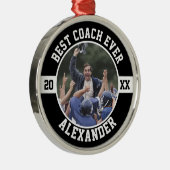 Best Coach Ever Football Sports Team Thank You メタルオーナメント (右)