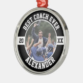 Best Coach Ever Football Sports Team Thank You メタルオーナメント (左)