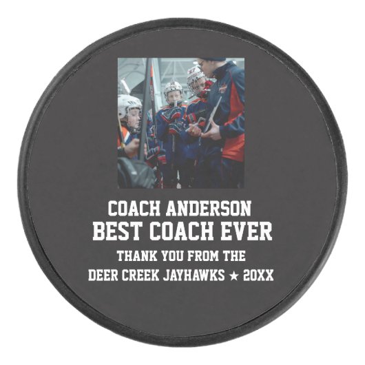 Best Coach Ever Sports Modern Thank You Unique アイスホッケーパック (正面)