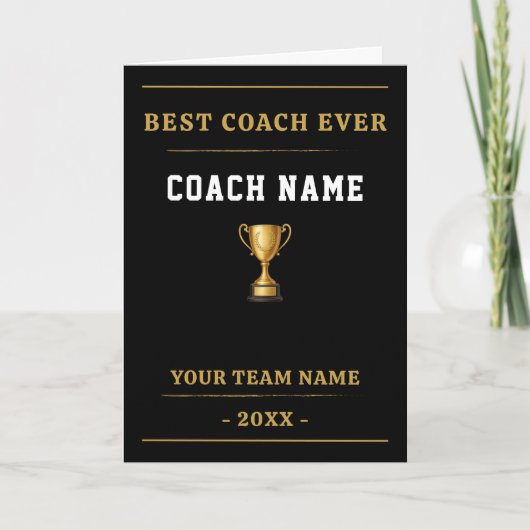 Best Coach Ever Trophy Coach Appreciation Gift サンキューカード (正面)