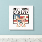 Best Corgi Dad Ever Patriotic Vintage Dog Shirt_1 キャンバスプリント (インサイチュ (ウッドフロア))