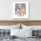 Best Corgi Dad Ever Patriotic Vintage Dog Shirt_1 キャンバスプリント (インサイチュ (寝室))