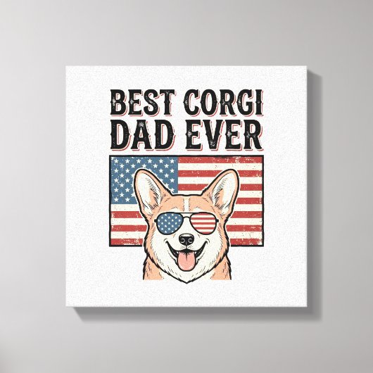 Best Corgi Dad Ever Patriotic Vintage Dog Shirt_1 キャンバスプリント (正面)