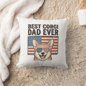 Best Corgi Dad Ever Patriotic Vintage Dog Shirt_1 クッション (ブランケット)