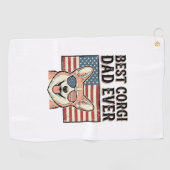 Best Corgi Dad Ever Patriotic Vintage Dog Shirt_1 ゴルフタオル (横)