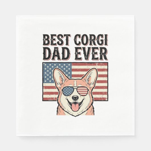 Best Corgi Dad Ever Patriotic Vintage Dog Shirt_1 スタンダードランチョンナプキン (正面)