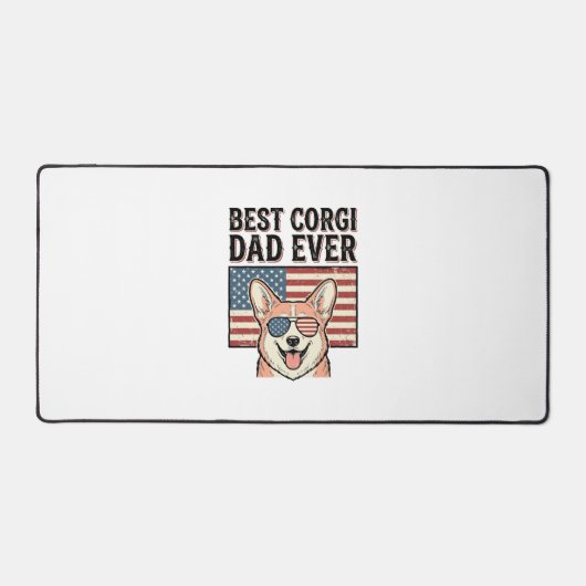 Best Corgi Dad Ever Patriotic Vintage Dog Shirt_1 デスクマット (正面)