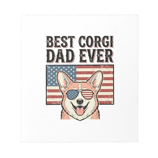 Best Corgi Dad Ever Patriotic Vintage Dog Shirt_1 ノートパッド (正面)