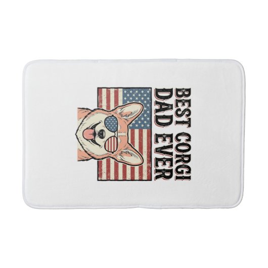 Best Corgi Dad Ever Patriotic Vintage Dog Shirt_1 バスマット (正面)