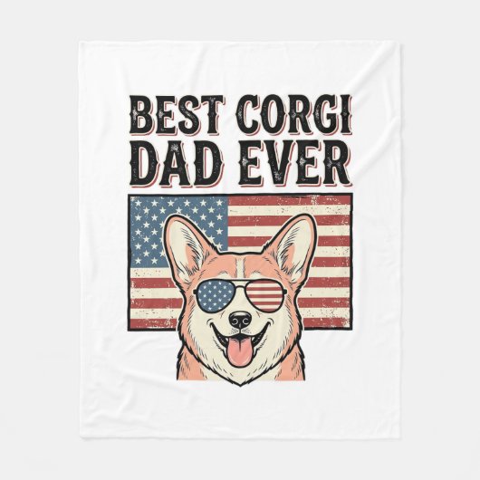 Best Corgi Dad Ever Patriotic Vintage Dog Shirt_1 フリースブランケット (正面)