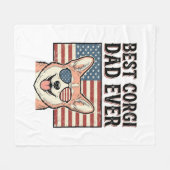Best Corgi Dad Ever Patriotic Vintage Dog Shirt_1 フリースブランケット (正面(横))