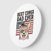 Best Corgi Dad Ever Patriotic Vintage Dog Shirt_1 ラージ壁時計 (傾斜)