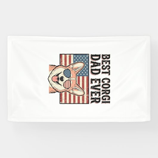 Best Corgi Dad Ever Patriotic Vintage Dog Shirt_1 横断幕 (横)