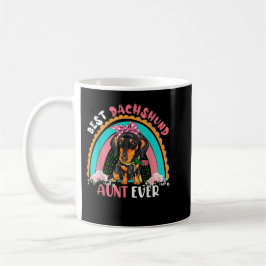 Best Dachshund Aunt Ever Cute Rainbow Flowers Dog  コーヒーマグカップ