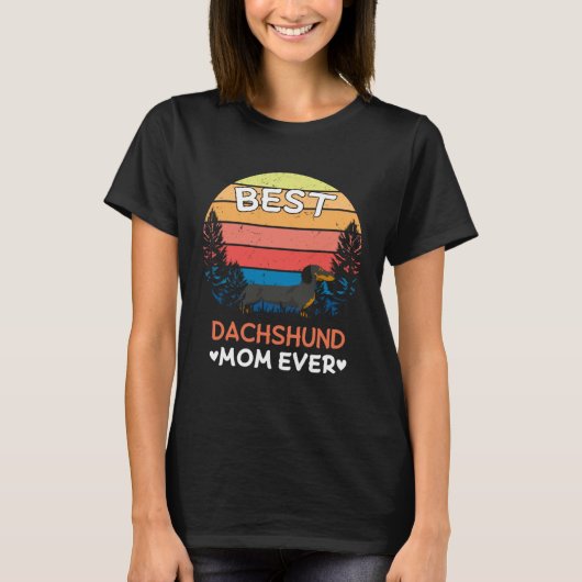 Best Dachshund Mom Ever Retro Vintage Tシャツ (正面)