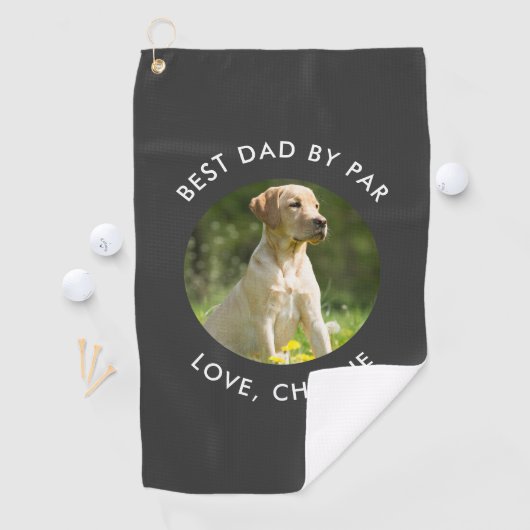 Best Dad By Par Custom Photo Name Personalized ゴルフタオル (インサイチュ)