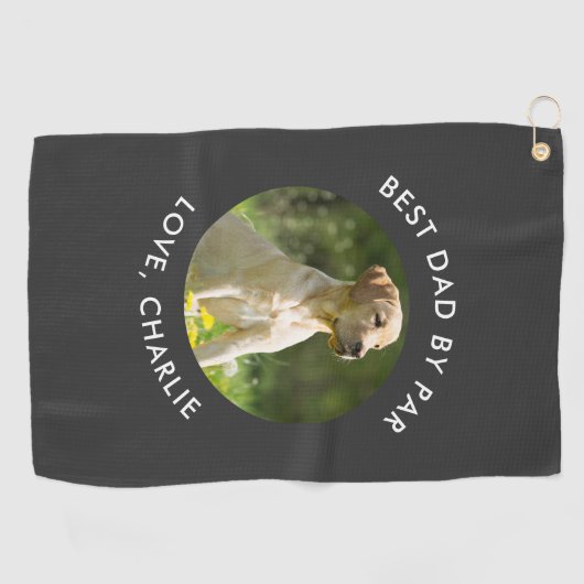 Best Dad By Par Custom Photo Name Personalized ゴルフタオル (横)
