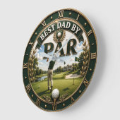 Best Dad by Par Funny Golf Gift for Dad ラージ壁時計 (傾斜)