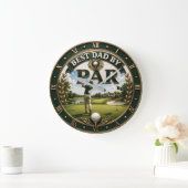 Best Dad by Par Funny Golf Gift for Dad ラージ壁時計 (ホーム)