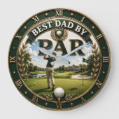 Best Dad by Par Funny Golf Gift for Dad ラージ壁時計 (正面)