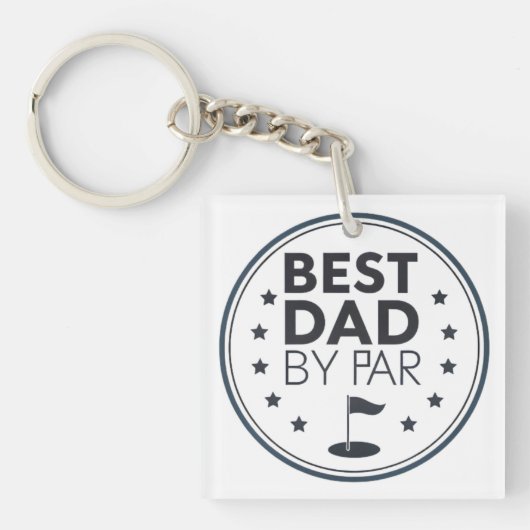 Best Dad By Par Golf Badge Design キーホルダー (正面)