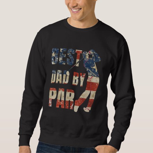 Best Dad By Par Usa Flag Father's Day Golf Lover V スウェットシャツ (正面)