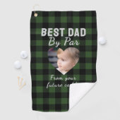 Best Dad Custom Kids Photo Green Buffalo Plaid ゴルフタオル (インサイチュ)