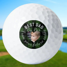 Best Dad Custom Kids Photo Green Buffalo Plaid ゴルフボール