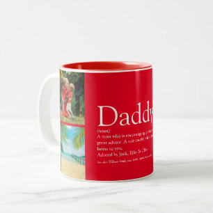 Best Dad Daddy Father Definition 4 Photo Fun Red ツートーンマグカップ